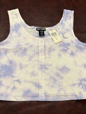 NWT Hot Topic lavender white tie dye cropped tank size M